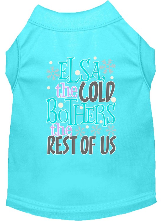 Elsa, the Cold Screen Print Dog Shirt Aqua XXXL